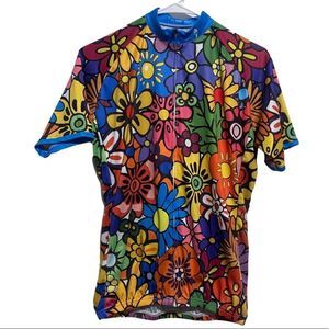 Paladin Cycling Top Full Zip Bright Floral Retro Floral Cycling shirt-XXL